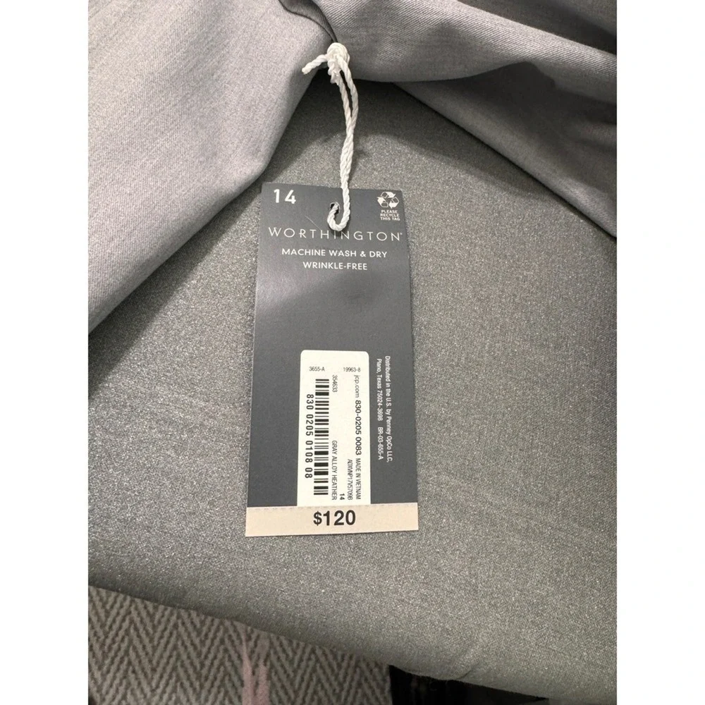 Worthington‎ Blazer Women's 14 Gray Double Breasted Blaze Long Office NWT